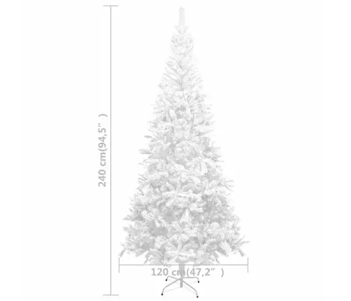 Izgaismota Ziemassvētku Egle Ar Rotājumiem, Balta, L, 240 Cm Vidaxl