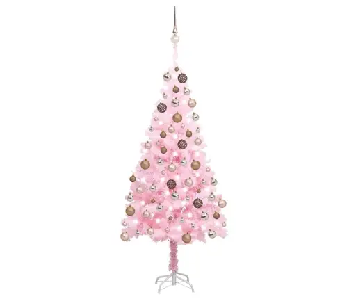 Izgaismota Mākslīgā Ziemassvētku Egle Ar Rotājumiem, 120Cm, Pvc Vidaxl