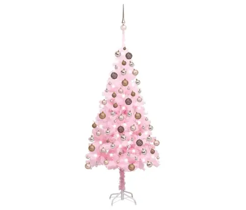 Izgaismota Mākslīgā Ziemassvētku Egle Ar Rotājumiem, 150Cm, Pvc Vidaxl
