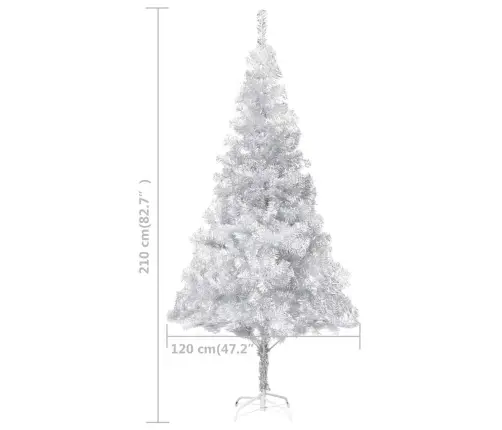 Izgaismota Mākslīgā Ziemassvētku Egle Ar Rotājumiem, 210Cm, Pet Vidaxl