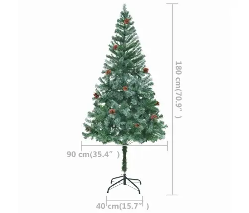 Mākslīgā Ziemassvētku Egle Ar Rotājumiem Un Čiekuriem, 180 Cm Vidaxl