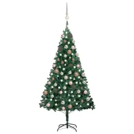 Valgustusega Kunstkuusk Kuulidega, Roheline, 150 cm Pvc