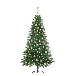 Dirbtinė Apšviesta Kalėdų Eglutė Su Žaisliukais, Žalia, 150Cm