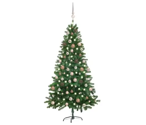 Dirbtinė Apšviesta Kalėdų Eglutė Su Žaisliukais, Žalia, 150Cm