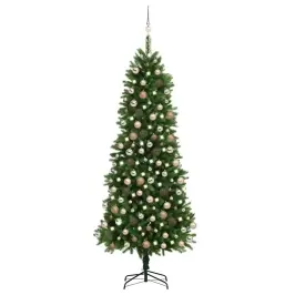 Valgustatud Kunstkuusk Kuulidega 240 cm Roheline