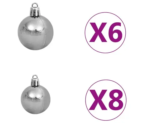 Mākslīgā Ziemassvētku Egle Ar Rotājumiem, 150 Cm, 380 Zari Vidaxl