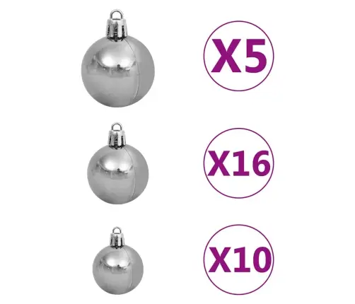 Izgaismota Ziemassvētku Egle Ar Rotājumiem, Balta, L, 240 Cm Vidaxl