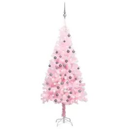 Izgaismota Mākslīgā Ziemassvētku Egle Ar Rotājumiem, 120Cm, Pvc Vidaxl