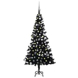Dirbtinė Kalėdų Eglutė Su Žaisliukais, Juoda, 120cm Pvc