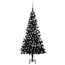 Dirbtinė Kalėdų Eglutė Su Žaisliukais, Juoda, 150cm Pvc