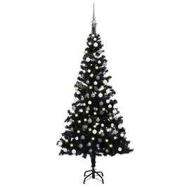 Izgaismota Mākslīgā Ziemassvētku Egle Ar Rotājumiem, 180Cm, Pvc Vidaxl
