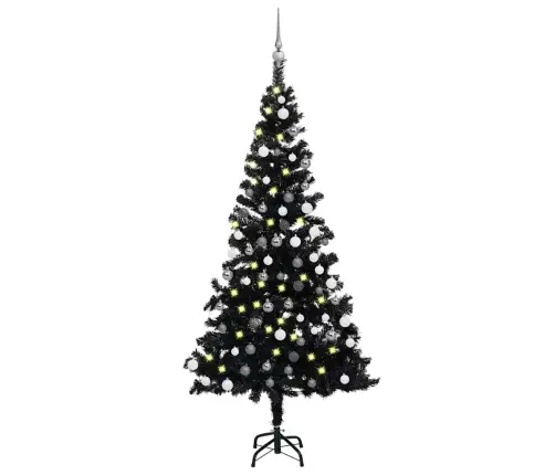 Izgaismota Mākslīgā Ziemassvētku Egle Ar Rotājumiem, 180Cm, Pvc Vidaxl