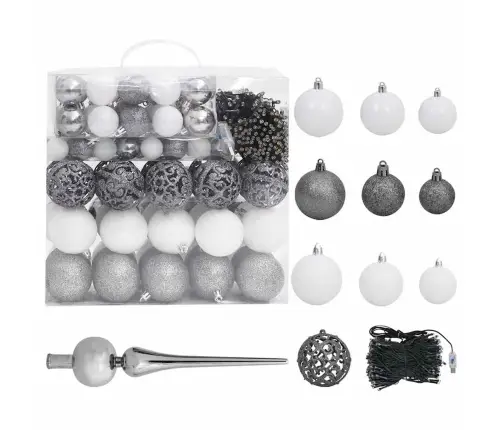 Izgaismota Mākslīgā Ziemassvētku Egle Ar Rotājumiem, 240Cm, Pvc Vidaxl