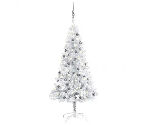 Izgaismota Mākslīgā Ziemassvētku Egle Ar Rotājumiem, 120Cm, Pet Vidaxl