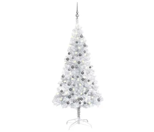 Izgaismota Mākslīgā Ziemassvētku Egle Ar Rotājumiem, 150Cm, Pet Vidaxl