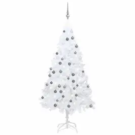 Izgaismota Mākslīgā Ziemassvētku Egle Ar Rotājumiem, 150Cm, Pvc Vidaxl Izgaismota Mākslīgā Ziemassvētku Egle Ar Rotājumiem, 150Cm, Pvc Vidaxl