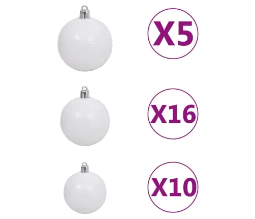 Izgaismota Mākslīgā Ziemassvētku Egle Ar Rotājumiem, 210Cm, Pvc Vidaxl