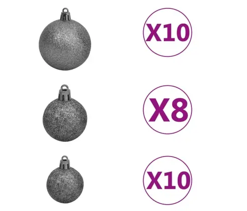 Izgaismota Mākslīgā Ziemassvētku Egle Ar Rotājumiem, 240Cm Vidaxl