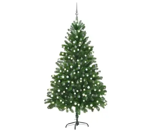 Izgaismota Ziemassvētku Egle Ar Rotājumiem, Zaļa, 210 Cm Vidaxl