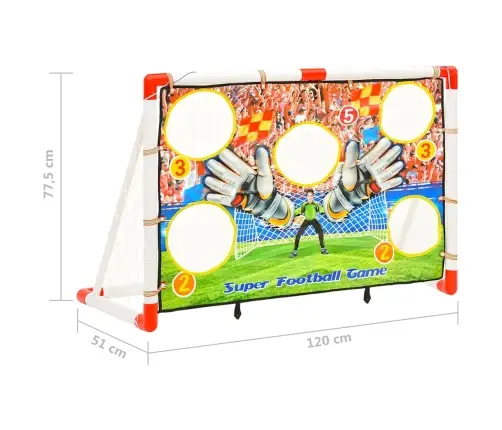 Bērnu Futbola Vārtu Komplekts Ar Sienu, 120X51X77,5 Cm Vidaxl