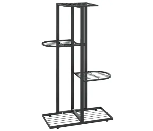 Stovas Augalams, 4 Lentynos, Juodas, 43X22X76cm Metalas