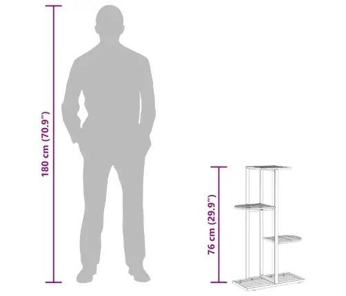 4 Līmeņu Puķu Statīvs, 43X22X76 Cm, Melns Metāls Vidaxl