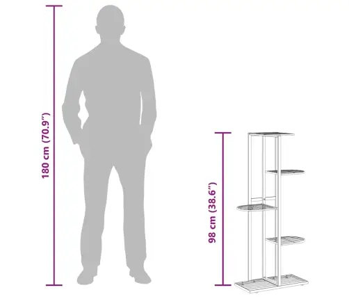 5-Korruseline Lillealus, 43X22X98 cm Must, Metall
