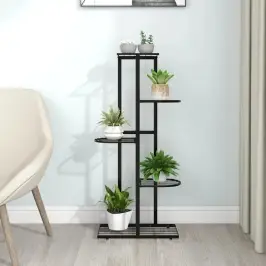 5 Līmeņu Puķu Statīvs, 43X22X98 Cm, Melns Metāls Vidaxl