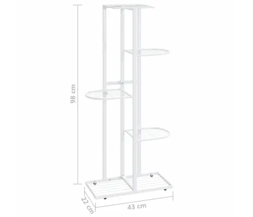 5 Līmeņu Puķu Statīvs, 43X22X98 Cm, Balts Metāls Vidaxl