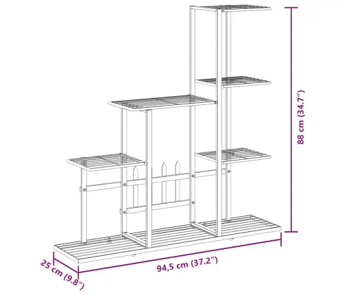 Stovas Augalams, Juodos Spalvos, 94,5X25X88cm Metalas