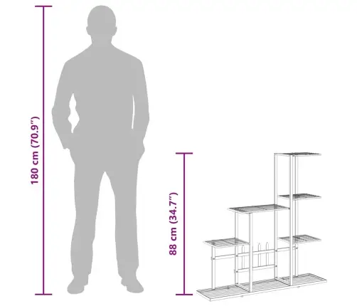 Stovas Augalams, Juodos Spalvos, 94,5X25X88cm Metalas