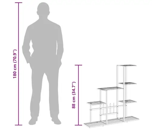 Puķu Statīvs, 94,5X25X88 Cm, Balts Metāls Vidaxl