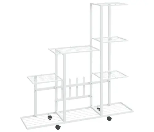 Puķu Statīvs Ar Riteņiem, 94,5X25X92,5 Cm, Balts Metāls Vidaxl