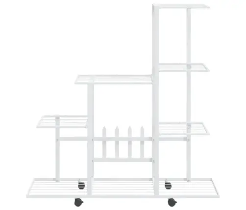 Puķu Statīvs Ar Riteņiem, 94,5X25X92,5 Cm, Balts Metāls Vidaxl