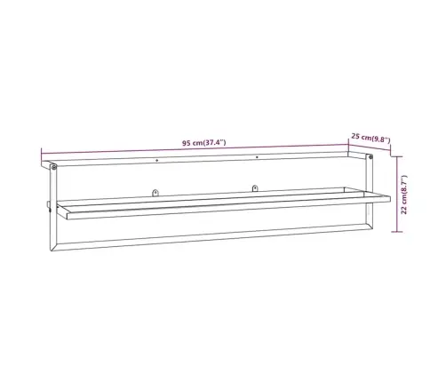 Rätikurest, Must, 95 X 25 X 22 cm Raud