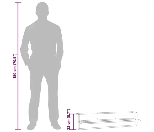 Rätikurest, Must, 95 X 25 X 22 cm Raud