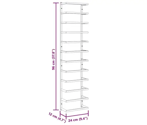 Rätikurest, Must, 24 X 12 X 96 cm Teras