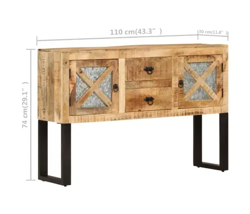 Kumode, 110X30X74 Cm, Neapstrādāts Mango Koks Vidaxl