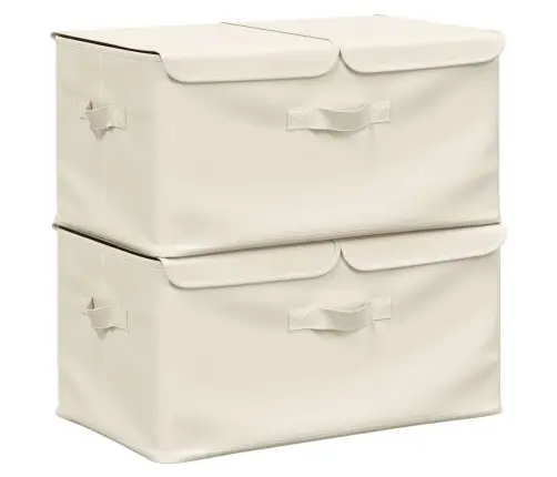 Uzglabāšanas Kastes, 2 Gab., 50X30X25 Cm, Audums, Krēmkrāsas Vidaxl