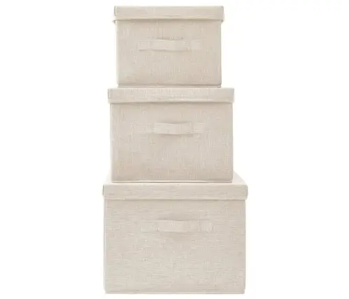 Uzglabāšanas Kastes, 3 Gab., Audums, Krēmkrāsas Vidaxl