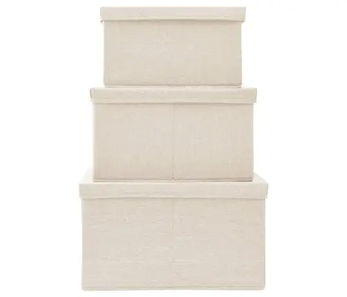 Uzglabāšanas Kastes, 3 Gab., Audums, Krēmkrāsas Vidaxl