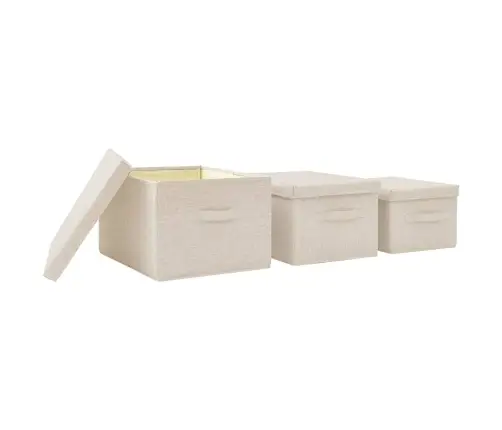 Uzglabāšanas Kastes, 3 Gab., Audums, Krēmkrāsas Vidaxl