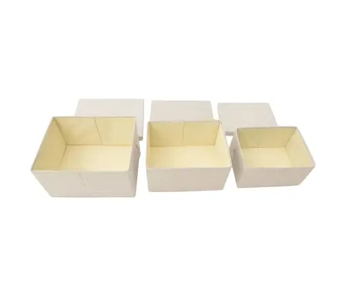 Uzglabāšanas Kastes, 3 Gab., Audums, Krēmkrāsas Vidaxl