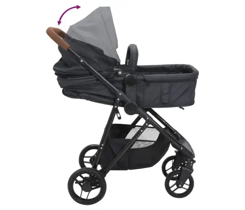 Divi-Vienā Sporta Ratiņi Antracītpelēki Ar Melnu, Tērauds Vidaxl