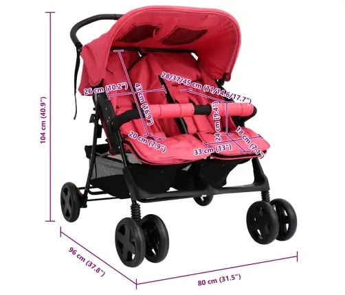 Dvīņu Ratiņi, Sarkani, Tērauds Vidaxl