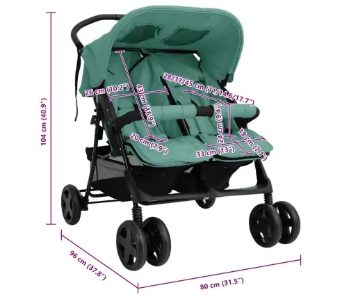 Dvīņu Ratiņi, Zaļi, Tērauds Vidaxl