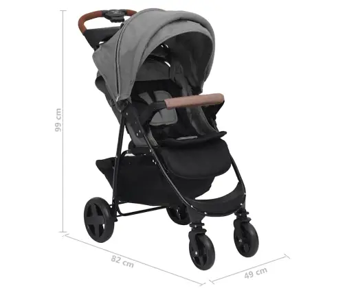 Divi-Vienā Sporta Ratiņi Gaiši Pelēki, Tērauds Vidaxl