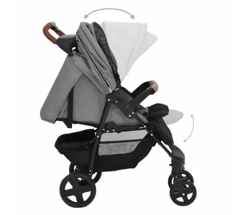 Divi-Vienā Sporta Ratiņi Gaiši Pelēki, Tērauds Vidaxl