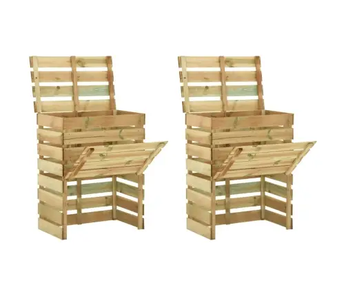 Sodo Komposto Dėžės, 2Vnt., 80X50X100cm Impregnuota Pušis