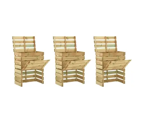 Liistudega Kompostikast, 3 Tk, 80 X 50 X 100 cm Männipuit